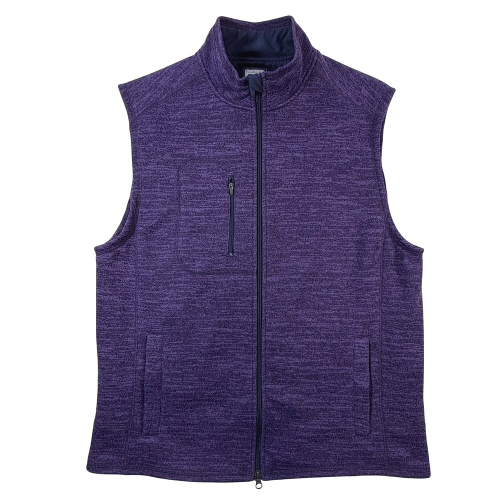 Johnnie-O Mens XL Purple Heather Fleece Full Zip Vest Golf Outdoors Comfort